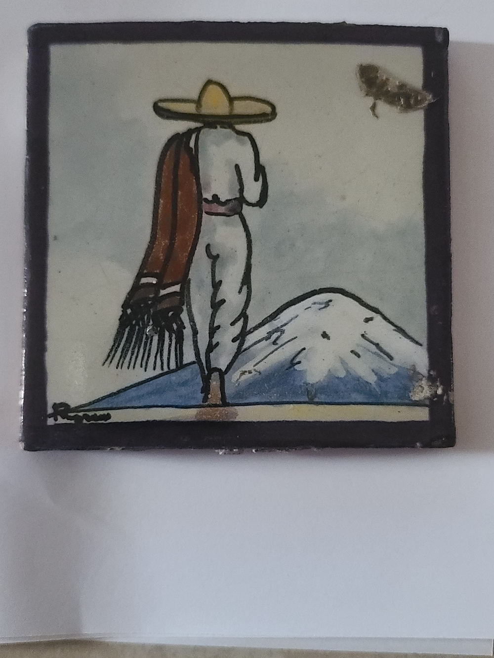 Hand-Painted Ceramic Tile Wall Art Signed Rugerio